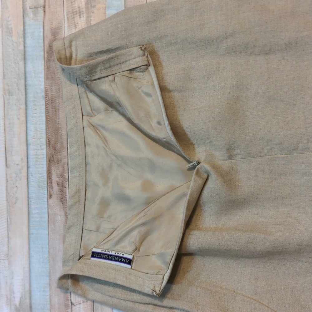 Vintage lined linen skirt light khaki - Picture 11 of 16